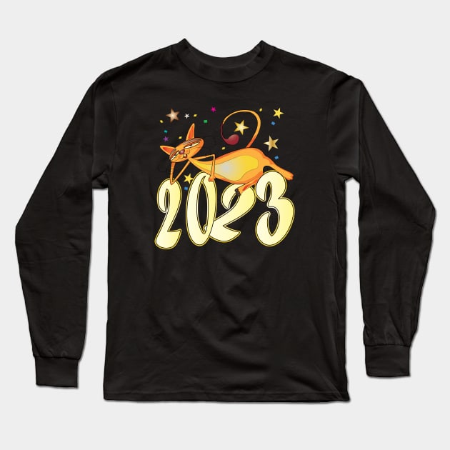 Happy New Year Cats 2023 Long Sleeve T-Shirt by ArticArtac